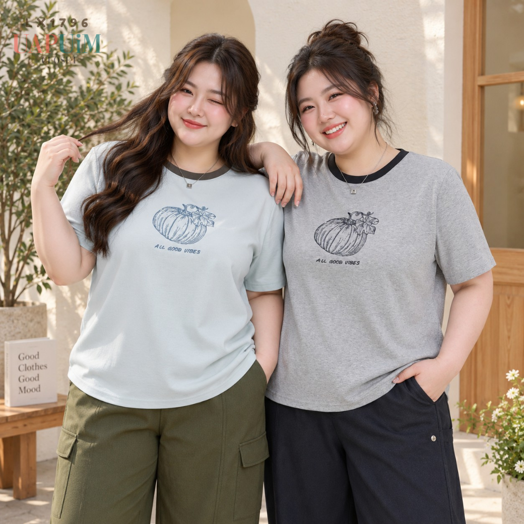 LX1796 เสื้อยืดคอกลมแขนสั้นทรงสวย