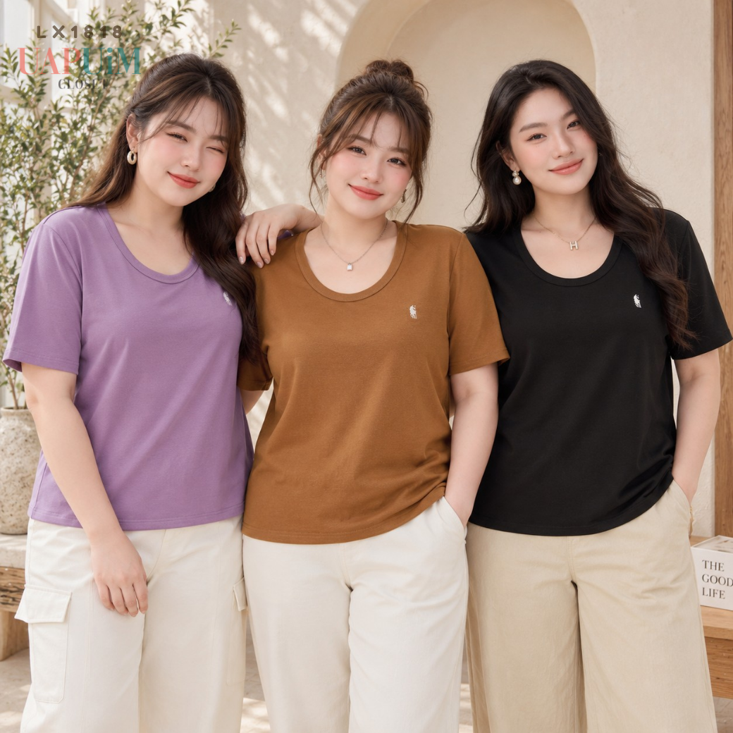 LX1818 เสื้อยืดคอกลมแขนสั้นดีไซน์เรียบหรูมีให้เลือกหลายสี