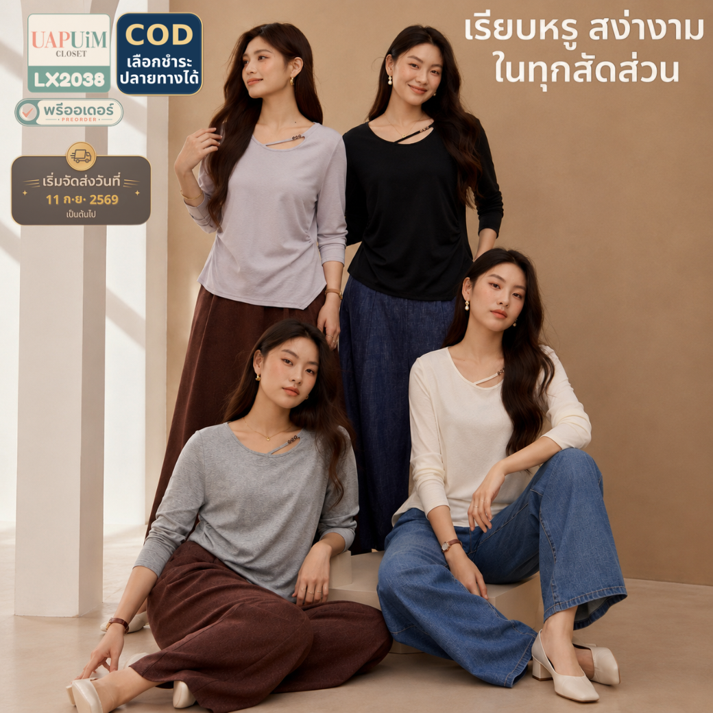 LX2038 เสื้อแขนยาวเนื้อผ้านุ่มละมุน