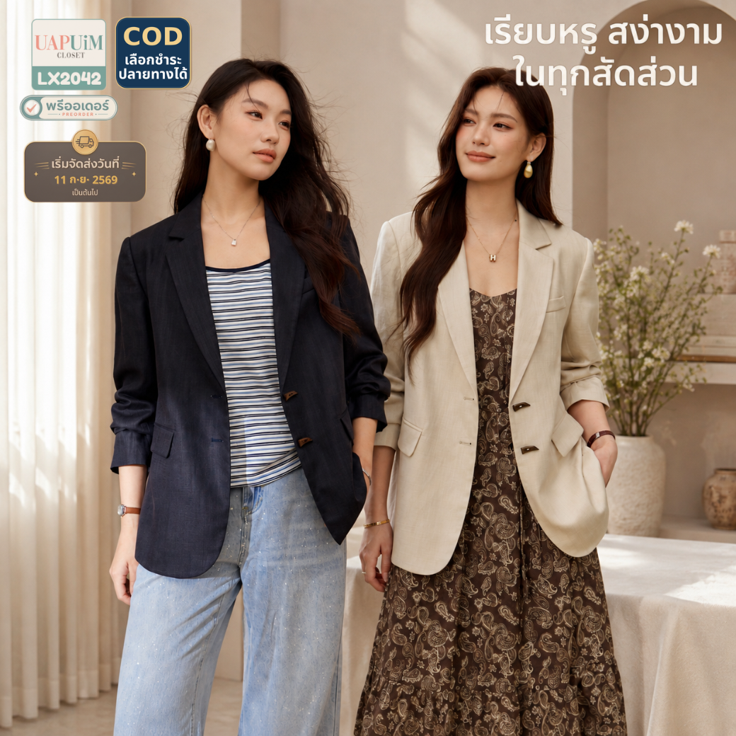 LX2042 เบลเซอร์สีทรงหลวม