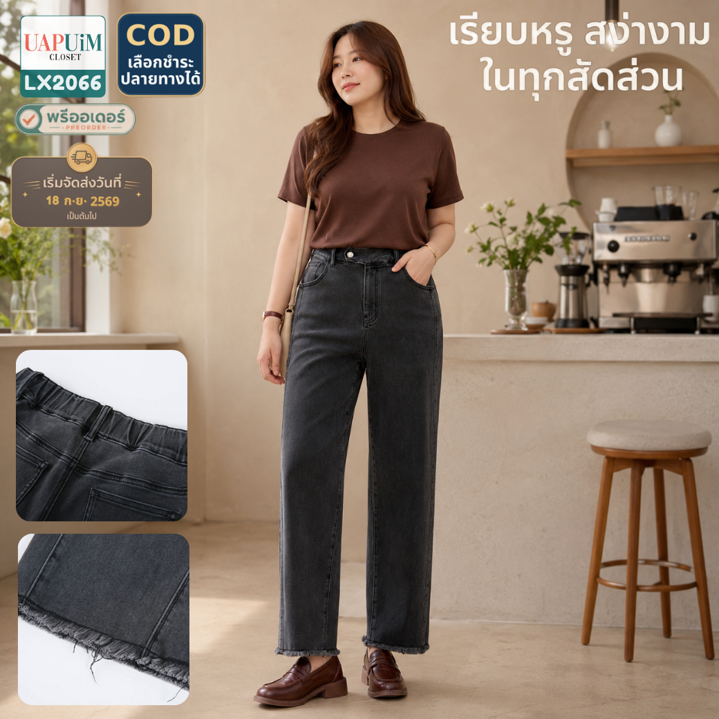 LX2066 กางเกงยีนส์ขายาววินเทจ