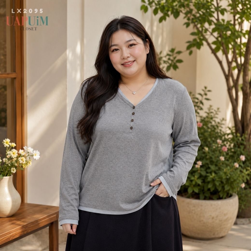 LX2095 เสื้อแขนยาวทรงตรงใส่ง่าย