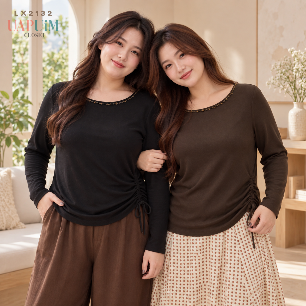 LX2132 เสื้อแขนยาวคอกว้าง