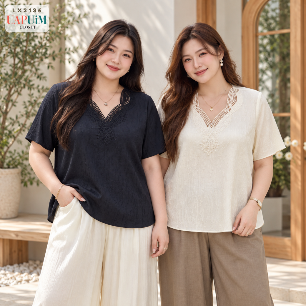 LX2136 เสื้อเบลาส์แขนสั้น